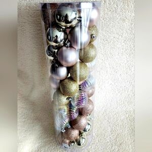 New Christmas 50-Count Vintage Pastel gold Mix Shatterproof Ornaments, 2.4'